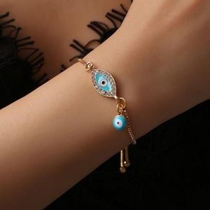 Evil Eye rhinestone gold dainty bracelet